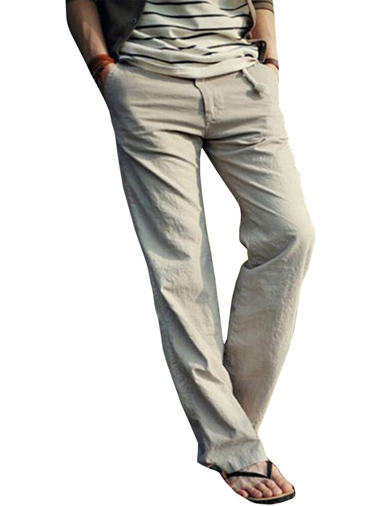 SySea - Men's Casual Elastic Waist Wide Leg Pants Long Solid Pants ...