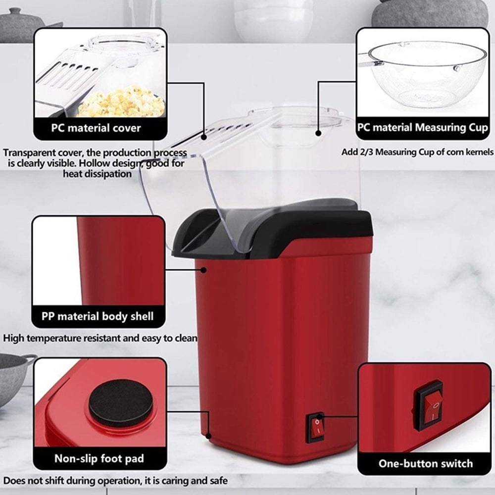 LONGOMA Electric Popcorn Popper, Hot Air Popcorn Maker, Butter Melting Tray, Large Capacity, Healthy Snack