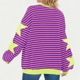 thumbnail image 5 of Htigea Women's Striped Oversized Sweatshirt Color Block Crew Neck Long Sleeve Shirt Casual Pullover Top Fall Y2K Clothes Yellow XL, 5 of 9
