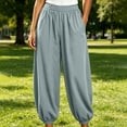 thumbnail image 2 of Admvng Women's Pants with Pockets Solid Wide Leg Elastic Waist Casual Jogger Pants Full Length Pants, 2 of 6