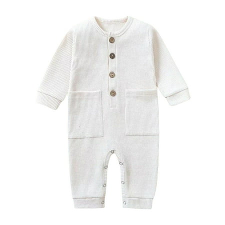 

Utoimkio Baby Girl Rompers 0-3 Months Autumn Spring Baby Girls Boys Cute Romper Long Sleeve Button Sweatshirt Jumpsuits