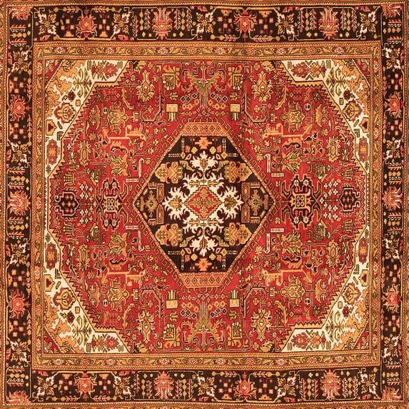 Ahgly Company Indoor Square Medallion Orange Traditional Area Rugs, 8' Square