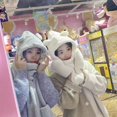 thumbnail image 2 of Conjunto de tres piezas de gorro y bufanda con orejas de oso de peluche para otoño e invierno, dulce y lindo, cálido para las orejas, 2 of 6
