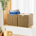 thumbnail image 4 of Wicker Baskets, Set of 2 Hand-Woven Storage Baskets for Shelves with Handles, Foldable Cube Wicker Storage Basket Bins Organizer 13 Inches Large Woven Baskets for Storage Organizing & Decor, 4 of 7