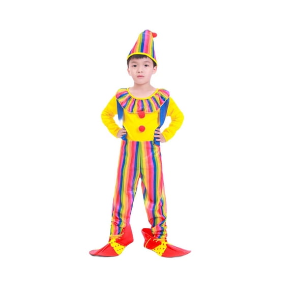 CONZONE Carnival Toddler Boys Clown Dress Up Colorful Dot Clown Jumpsuit With Hat Funny Party Stage Performance Outfits