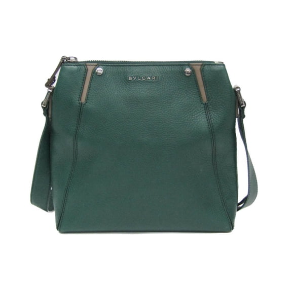 Pre-Owned Bvlgari Octo Crossbody Bag Men,Women Leather Shoulder Bag Green (Good)