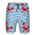thumbnail image 3 of Fotbe Red Funny Crab on Blue Stripe Trajes de Baño Estampados para Hombre, Shorts de Verano de Secado Rápido, Ropa de Playa, Bañadores-Medium, 3 of 6
