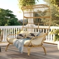 thumbnail image 3 of Dextrus Indoor Outdoor 2 Person Egg Chair With Cushion, All-Weather Wicker Patio Oversized Egg Lounger Loveseat Chair with 528lbs Capacity - Beige, 3 of 7