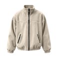 thumbnail image 2 of Mock Neck Sweatshirt For Men Oversized Zip Up Long Sleeve Fleece Coat With Pockets Mens Fall Winter Warm Fuzzy Loose Fit Full Zip Stand Collar Jackets, 2 of 4