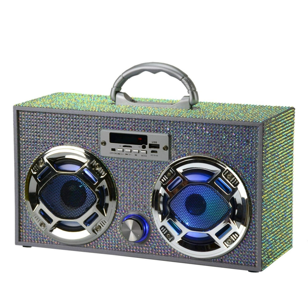 Mini Boombox with LED Speakers Retro Bluetooth Speaker w/Enhanced FM