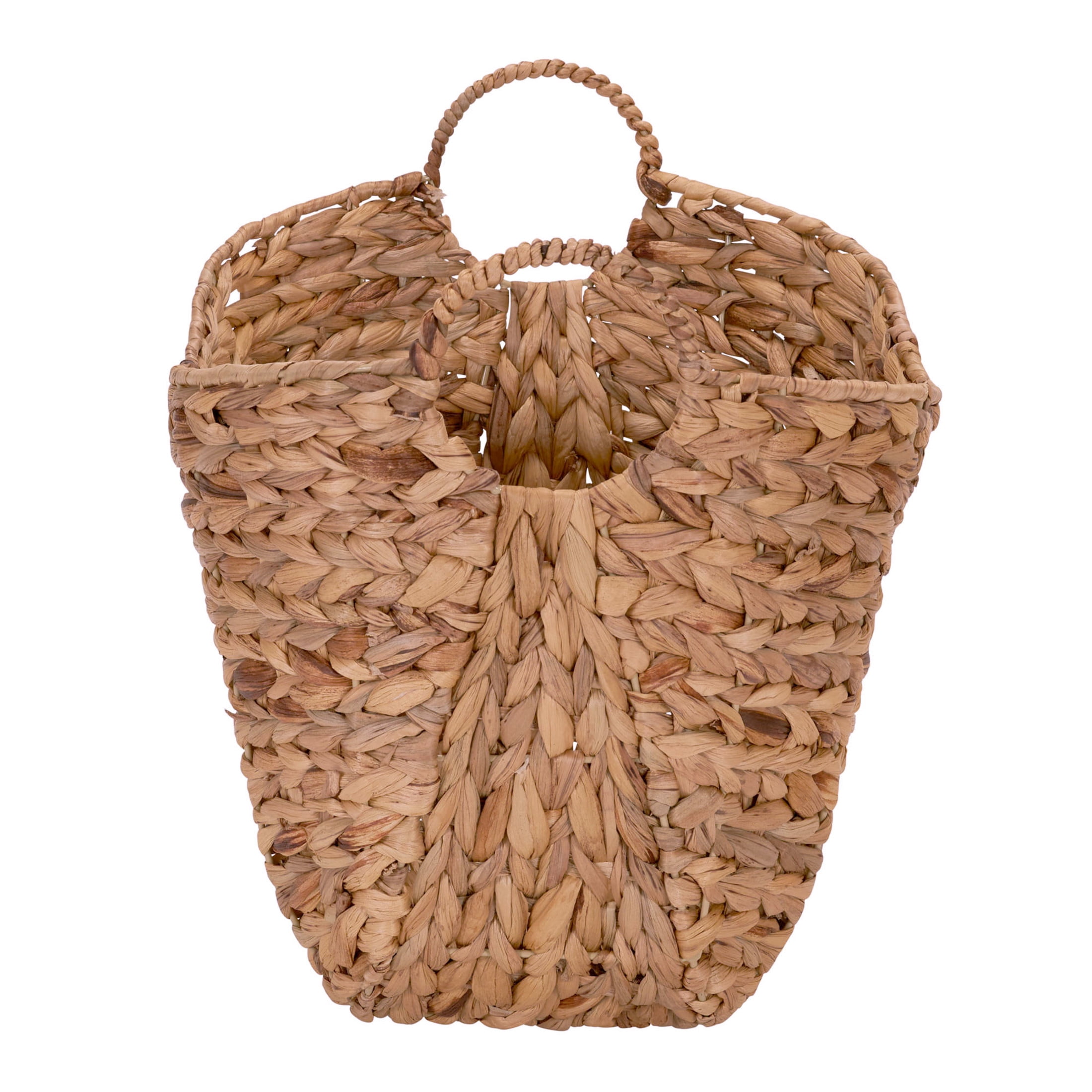 Household Essentials Water Hyacinth Basket with Handles, Natural Woven Wicker Storage Basket, Great for Decoration or Organization