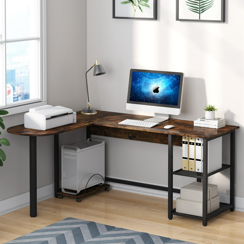 Tribesigns LShaped Desk with Storage Shelves, 59 inch Corner Computer Desk Study Writing Table