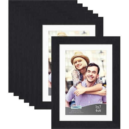 AmPm Combination Black Picture Frames Set - 10 PC (Four 4x6, Four 5x7 ...