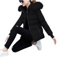 thumbnail image 5 of Womens Tops Long Sleeve Winter Jacket Hood Waist Overcome Outer Coats Jacket with Pocket,Blouse for Women Black S, 5 of 6