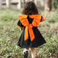 thumbnail image 5 of Disfraz de Halloween Fiesta temática de cosplay de calabaza para niños Traje de mucama Estampado de murciélago naranja Niños-S JM, 5 of 5
