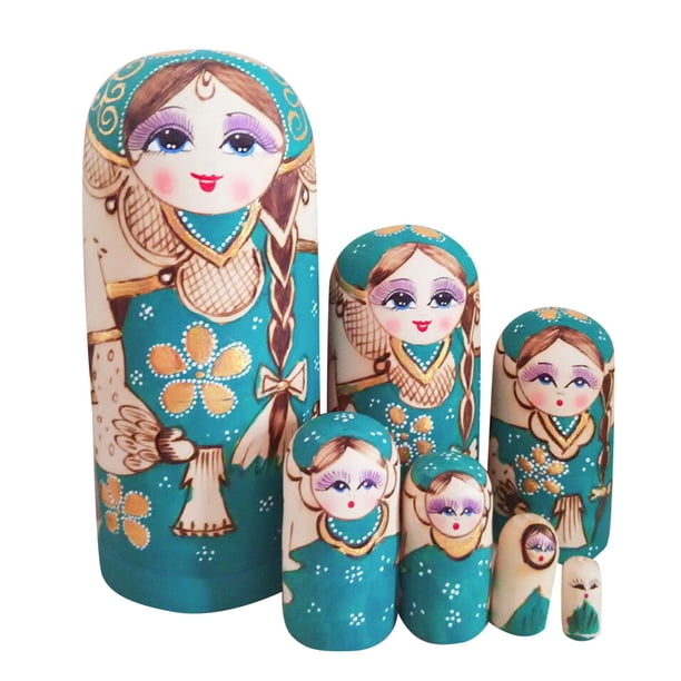 Juego de muñecas rusas apilables de madera, 7 juguetes hechos a mano para niños, decoración para el día del niño, cumpleaños, habitación, regalo deseado