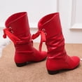 thumbnail image 5 of FRSASU Women's Tall Knee High Faux Leather Boots with Side Zipper Boots with Non Slip Sole and Cushioned Insole for Fall Red, 5 of 5