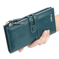 thumbnail image 2 of Women's Long PU Leather Wallet with Magnetic Snap Closure, Multi-Card Slots, Zipper Coin Pocket, Phone Compartment, and Large Capacity – 6 Colors Available, 2 of 11