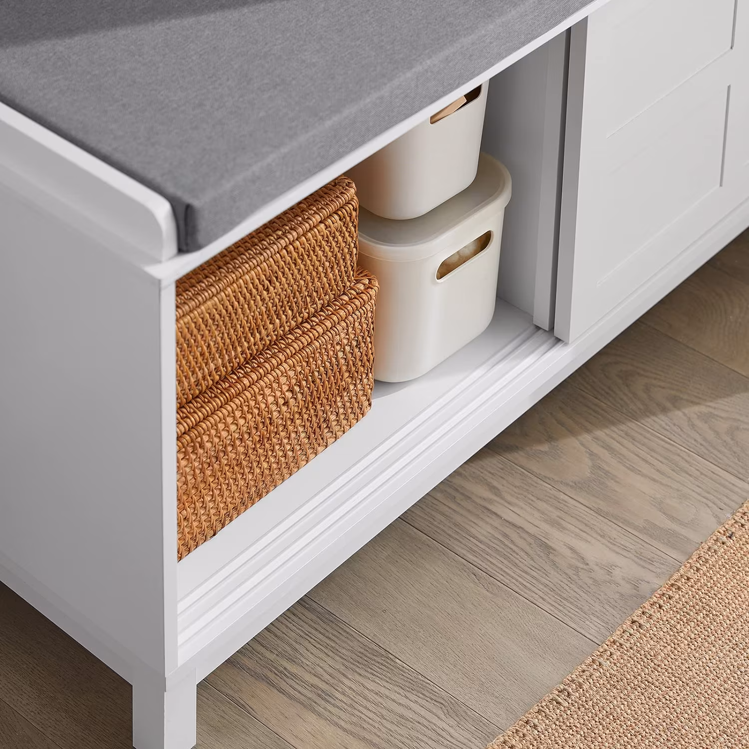thumbnail image 4 of SoBuy FSR86-W Shoe Bench Shoe Cabinet With 2 Sliding Doors And Seat Cushion, 4 of 7