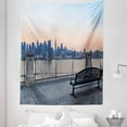 thumbnail image 1 of Scenery Tapestry, Bench in New York City Midtown Manhattan Sunset Hudsn River Skyline Scenery Photo, Fabric Wall Hanging Decor for Bedroom Living Room Dorm, 5 Sizes, Multicolor, by Ambesonne, 1 of 1