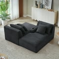 thumbnail image 6 of 71" Oversized Double Chaise Lounges Indoor, Upholstered Corduroy Sofa Bed with Dual Cup Holders, Sectional Sleeper Loveseat for Living Room, Dark Grey, 6 of 8