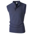 thumbnail image 3 of XFeng Men's Ribbed Sleeveless Henley Tank Top, Stand Collar Casual Muscle Shirt, 3 of 7