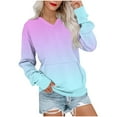 thumbnail image 2 of AGWOLF Women's Gradient Sweatshirts Casual V Neck Long Sleeve Pullover Loose Hoodless Tops with Pockets, 2 of 5