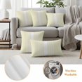 thumbnail image 6 of Cream White Stripe Outdoor Waterproof Pillow Covers, Modern Rustic Vertical Striped Decorative Square Throw Pillowcase Sofa Cushion Sham for Patio/Couch/Chair, 24"x24" 2 Pack, 6 of 8