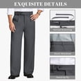 thumbnail image 4 of FEDTOSING Mens Fleece Lined Dress Pants Old Money Baggy Wide Leg Pleated Warm Heavyweight Trousers, 4 of 7