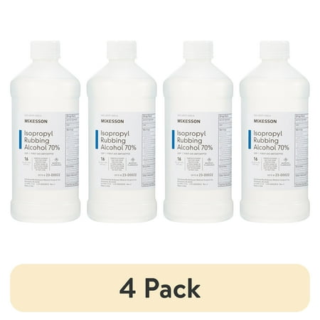 (4 pack) McKesson Isopropyl Rubbing Alcohol - First Aid Antiseptic, 16 oz, 1 count