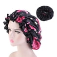 thumbnail image 2 of Large Lace Tinting Double Layer Nightcap Ladies Beauty Salon Hat Makeup Cap Shower Cap, 2 of 5