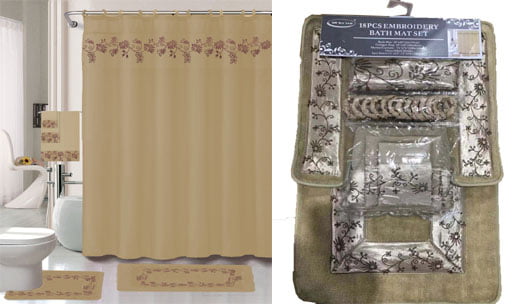 Details about   Rose Flower on Vintage Board Shower Curtain Toilet Cover Rug Mat Contour Rug Set 