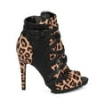 thumbnail image 2 of Qupid CH98 Women Peep Toe Criss Cross Lug Sole Stiletto Bootie, 2 of 5
