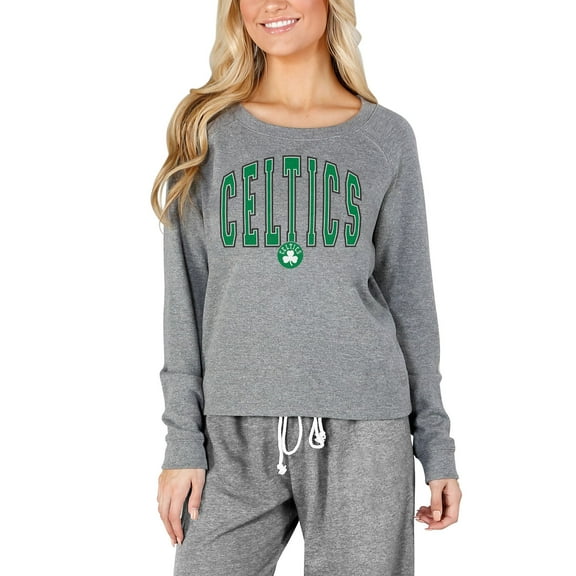 Women's Concepts Sport Gray Boston Celtics Mainstream Terry Long Sleeve Top