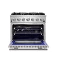thumbnail image 2 of FORNO Capriasca 48-inch Freestanding Gas Range All Stainless Steel, 8 Brass Burners 160,000 BTU, Wok Support & Griddle, 6.58 cu.ft. Double Ovens with Rotisserie, 2 of 11
