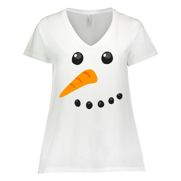 Inktastic Snowman Face Women's Plus Size V-Neck T-Shirt