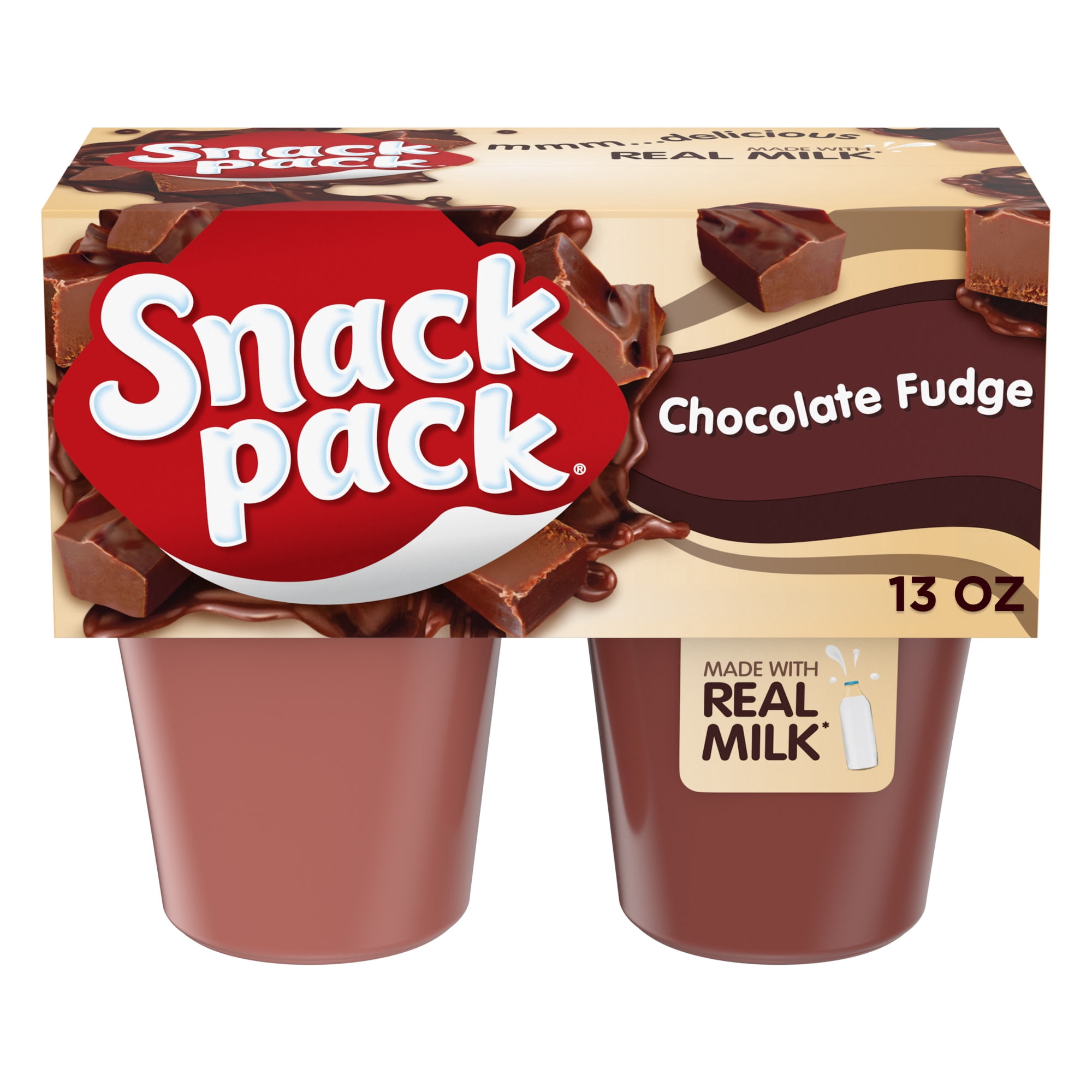 (8 pack) Snack Pack Chocolate Fudge Pudding, 3.25 oz Pudding Cups, 4 Count