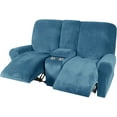 thumbnail image 4 of Housse de Causeuse Inclinable 2024 avec Console Centrale, Housse Extensible en Velours pour Fauteuil Inclinable 2 Places avec Porte-Gobelet, 4 of 10
