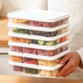 thumbnail image 4 of Pebbuoy Fridge Food Preservation Box Transparent 4/6 Compartments Good Seal Leak-proof Divided Veggie Tray with Lid Reusable Food Storage Container Meat Fruits Snacks Storage Case, 4 of 7
