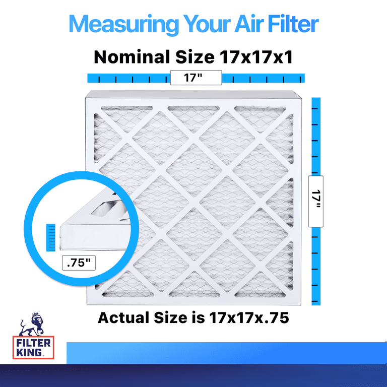 Filter King 17x17x1 Air Filter 4 Pack MERV 8 HVAC Pleated A C Furnace Filter Actual Size 17 x .757 x .75