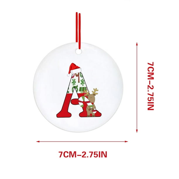 Decoraciones Del Árbol de Navidad con 26 Letras Del Alfabeto, Rojo Acrílico Fawn Colgante Ornamentos para el Hogar, Decoración Personalizada Del Árbol de Navidad para la Temporada de Vacaciones