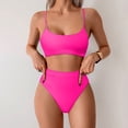 thumbnail image 2 of NINGMENG Bikinis for Women Summer Solid Color Spaghetti Strap Bra And Panty Set High Waisted Bottom Padded Two Piece Tankini Swimsuits For Women Bathing Suits,Pink,XL, 2 of 5