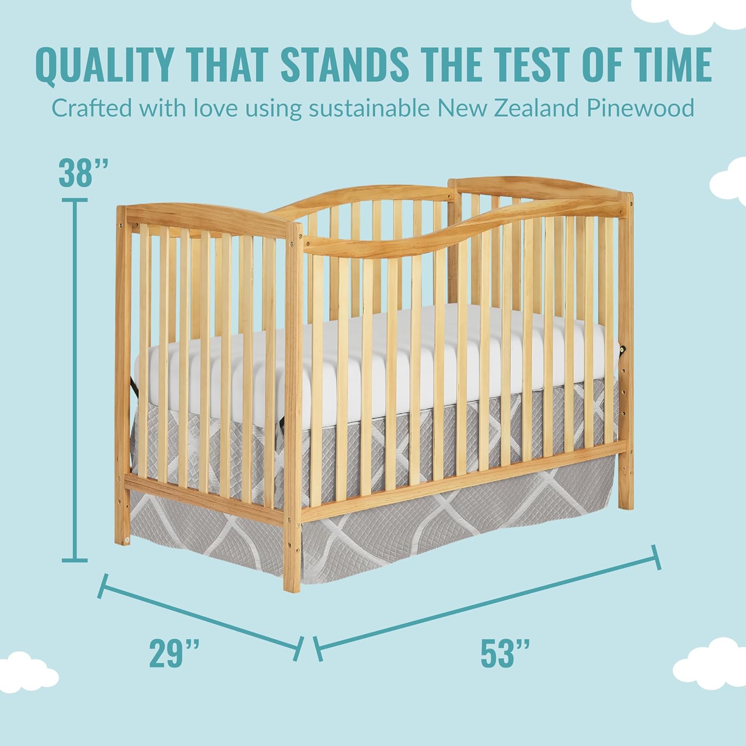 Dream On Me Chelsea 5-In-1 Convertible Crib In Natural, JPMA Certified Natural Inch (Pack of 1) Crib - image 3 of 9