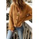 thumbnail image 4 of ABPHQTO Chaqueta de peluche con botones y cuello en V informal marrón para mujer, 4 of 5