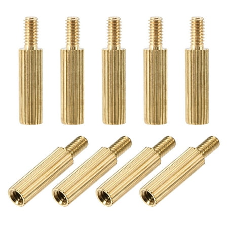 

M2 x 10 mm + 4 mm Male to Female Cylinder Knurled Brass Spacer Standoff 30pcs