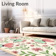 thumbnail image 2 of ODIKA 8'x10' Machine Washable Non-Slip Area Rug, Enchanting Meadow Featuring Stylized Wings and Blossoms High Traffic Rug, Beige, 721212, 2 of 7