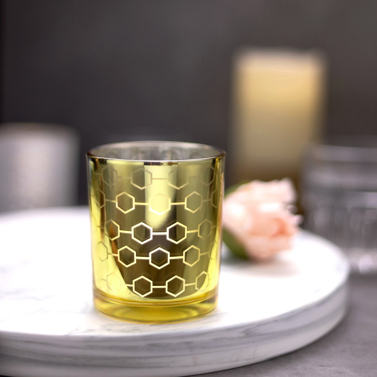 Efavormart 6 Pack Gold Mercury Glass Votive Candle Holders Honeycomb Design Tealight Holders for Home Decor Weddings Parties Table Centerpieces Efavormart 6 Pack Gold Mercury Glass Votive Candle Holders Honeycomb Design Tealight Holders for Home Decor Weddings Parties Table Centerpieces