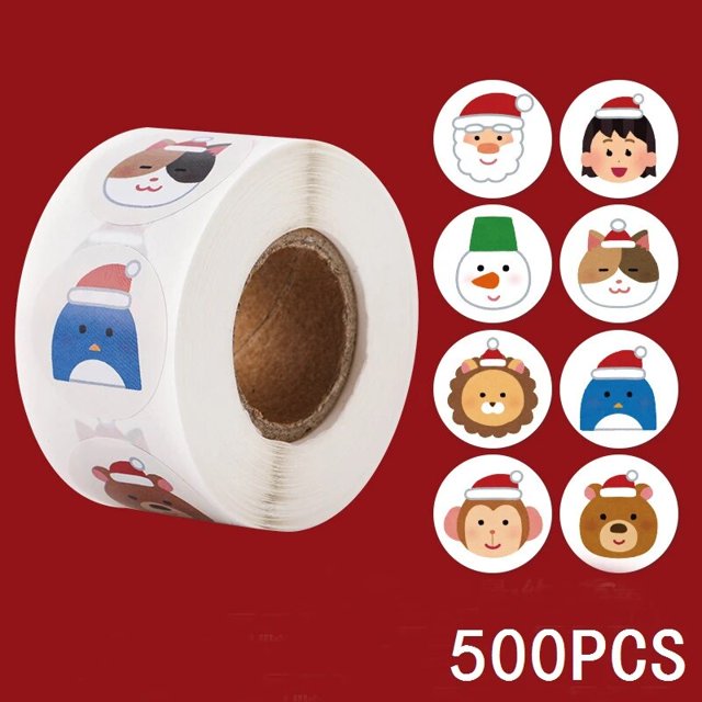 Pegatina de muñeco de nieve de Feliz Navidad, decoración de fiesta de Navidad, caja de regalo de Año Nuevo, etiqueta sellada para hornear pasteles, 100-500 Uds.