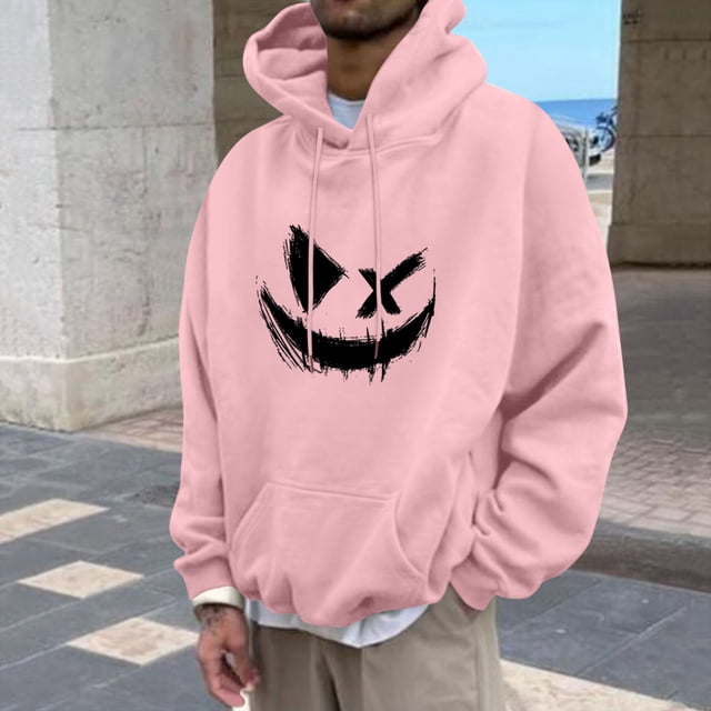 Unisex Lightweight Sweatshirt Trendy Printed Pullovers Long Sleeve Drawstring Hooded Sweatshirts with Kangaroo Pocket Fashion Fall Winter Pullover