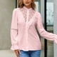 thumbnail image 4 of Blusa elegante de un solo pecho, con aberturas, mangas largas, color gris rosado pálido, talla L, con encaje y volantes estilo retro, 4 of 6